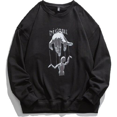 2021 Hip Hop Streetwear Harajuku Mens Autumn New Casual Loose Hand Puppet Sweater