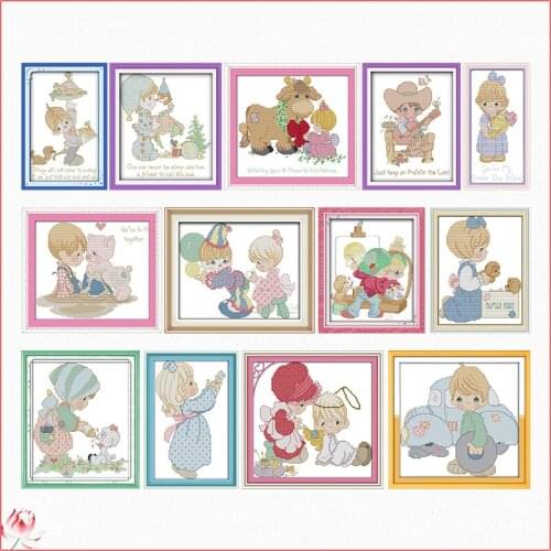 Water-Drop Baby Series Pattern Cross Stitch Kit Aida 14CT11CT Canvas Printing Embroidery Kit Needlework Home Decoration Painting