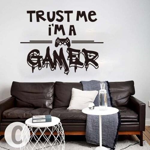 Trust Me I Am A Gamer Wall Sticker Playroom Game Room Gamer Xbox Ps4 PS3 Inspiral Quote Wall Decal Bedroom Vinyl Decor M332