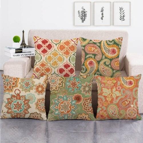 45cm*45cm Retro national style geometric pattern design linen/cotton throw pillow covers couch cushion cover home decor pillow