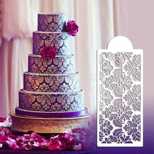 Creative Flower Border Fondant Cake Stencil Damask Tool Mould Cake Mold Decor Lace Baking Chocolate Side B8Q6