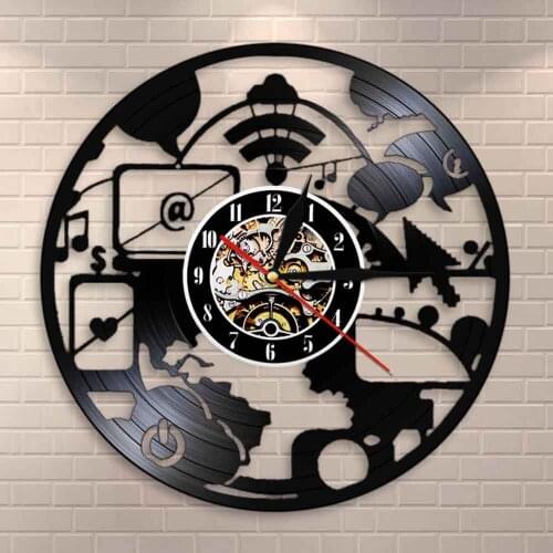 Office Art Decoration Geek Chic IT Computer Modern Wall Clock Engineers Vintage Vinyl Record Wall Clock Computer Geek Nerd Gifts
