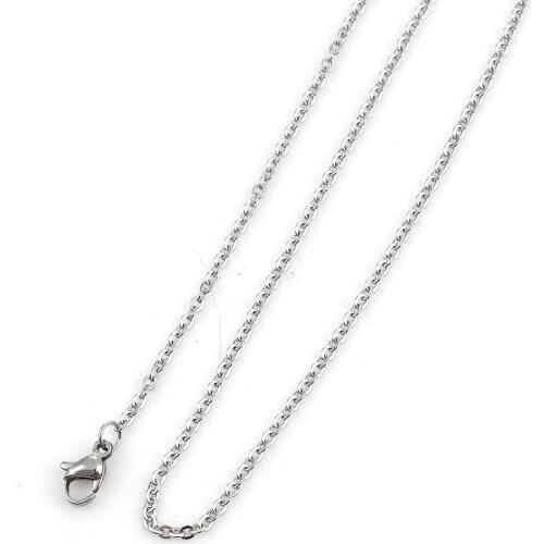 5 Piece 304 Stainless Steel Link Cable Chain Necklace Silver Color Necklace For Women Men Jewelry Accessories 49cm(19 2/8") long