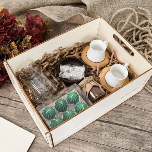 Mothers Gift Set of 2 Coffee Cups in a Wooden Box Set FREE SHİPPİNG