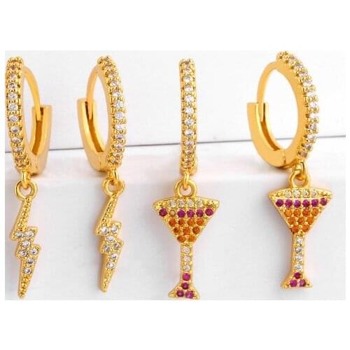 Hand palm multicolor Brass micro pave cz zircon cubic zirconia drop Hoop Earrings studs copper gold plated crystal cxg34f