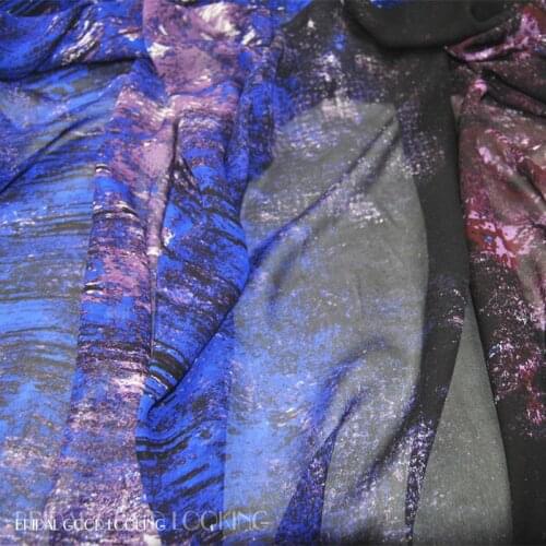 LEO&LIN Hazy Black Large Wide 100% Silk Georgette Chiffon Spring and Summer Thin Skirt Scarf Fabric DIY Patchwork Tissue
