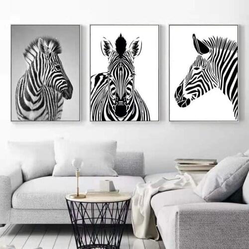 Modern Minimalist Living Room Decoration Painting Dining Room Mural Black And White Animal Zebra Hanging Painting