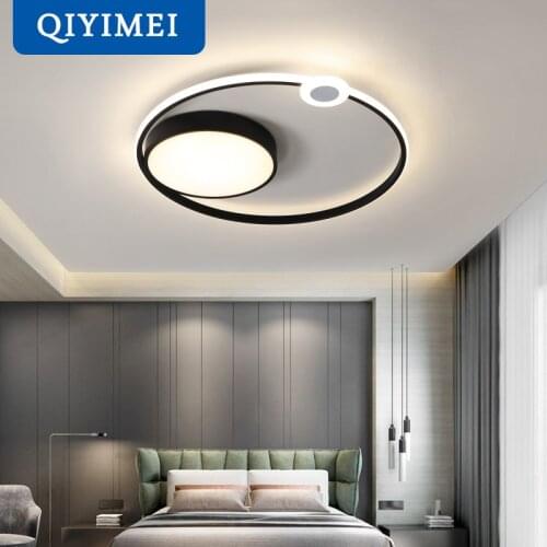 Modern LED Chandeliers Lighting For Living Room Bedroom Study Indoor Round Lights Black White Decorative Lamps AC90-260V Deco