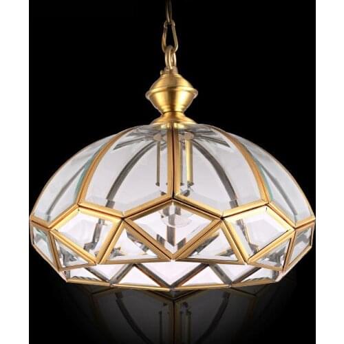 Bedroom Surfuce glass Pendant Light sconces E27 led ceiling Fixture Villa Country Brass Hanging Vintage Copper Indoor Lighting