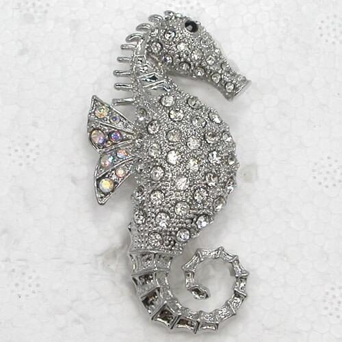 Rhinestone Clear brooch Seahorse Pin brooches C659 AF