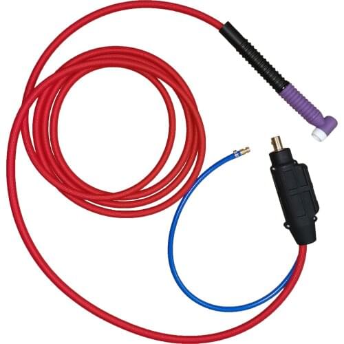 WP17 4M Tig Welding Gun WIth Flex Body 90 Degrees Neck Head Red Soft Cable 35-70 Euro Connector