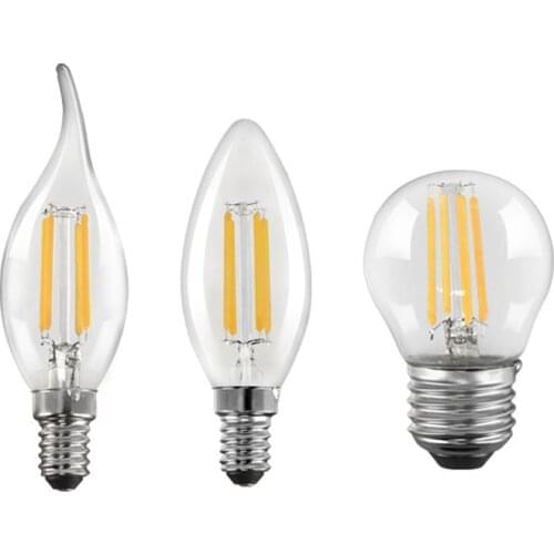 E27 E14 Retro Edison LED Filament Bulb Lamp 220V 4W 8W 12W Light Bulb C35 C35L G45 Glass Bulb Vintage Chandeliers Candle Light