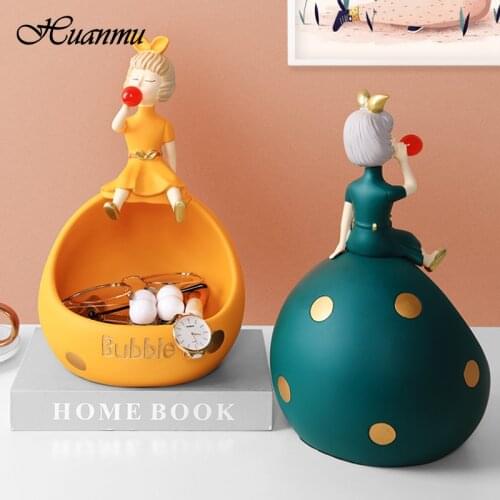 Creative Bubble Girl Ornaments Porch Storage Ceramic Ornaments Practical Placed Mobile Phone Decorations Birthday Wedding Gifts