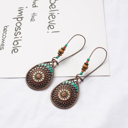Vintage Boho India Ethnic Water Drip Hanging Dangle Drop Earrings for Women Female 2018 New Wedding Party Jewelry Accessories