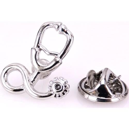 High quality mens Brooch Lapel Badge Pin doctors stethoscope Brooch Pin mens Wedding Shirt Lapel Brand Jewelry Pin