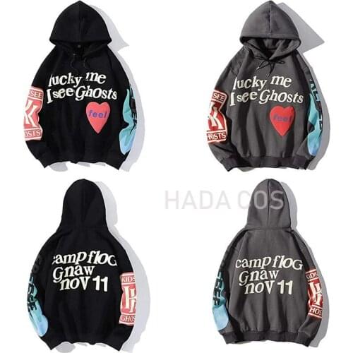 Adult Kanye Lucky Me I See Ghosts Trendy Hip Hop Hooded Sweatshirts Pullover Hoodies Tops for Men Women Teens Dropshiping Pop
