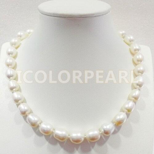 WEICOLOR Best Gift For Mothers! 43-46cm Big 10-13mm Water Drop White Freshwater Pearl Necklace With Strong Magnet Clasp
