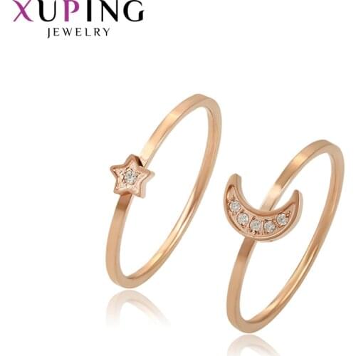Xuping Fashion Star Moon Shape DIY Ring Stainless Steel Jewelry Special Design Party Gift Women 16155