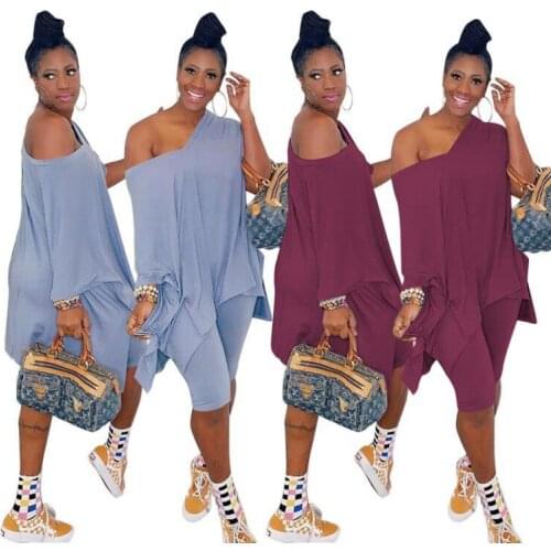 Womens Summer Suit European and American Womens Clothing Summer Solid Color Fashion Casual Suit