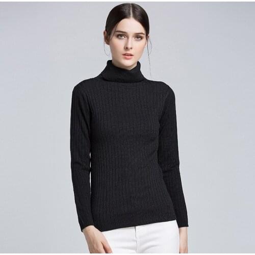 AECU Turtleneck Sweater Women Knitted Pullovers Long Sleeve Jumper Pull Femme Clothing High Elasticity Female Pullover Sweater