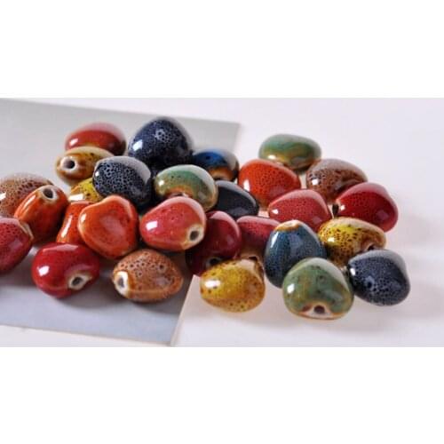 10pcs/lot 15mm*16mm Heart-shaped Ceramic Beads Diy/Handmade Porcelain Hole Beads for Necklace Bracelet Earrings Jewelry Making