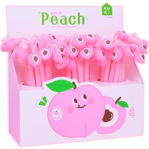 24 pcs/lot Creative Peach Gel Pen Cute Bendable 0.5mm black Ink Signature Pens Promotional Gift Office School Supplies