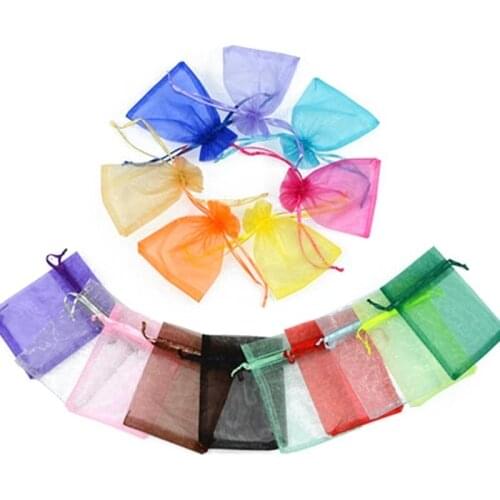 5/50pcs Drawstring Jewelry Bag Pouch Organza Jewelry Packaging Bags Wedding Party Decoration Drawable Storage Bags Gift Pouches