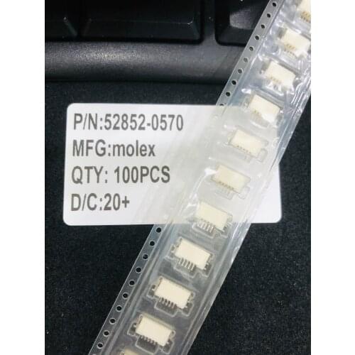 52852-0570 5 Position FFC, FPC Connector Contacts, Bottom 0.039" (1.00mm) Surface Mount, Right Angle