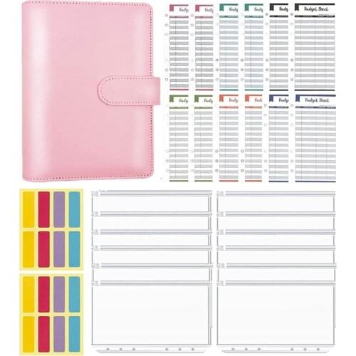 A6 Budget Binder Money Saving Cash Envelopes System Cover,Waterproof Clear Binder Pockets,Expense Budget Planner