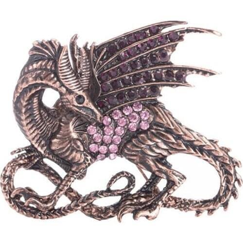 Shiny Dragon Brooch Lapel Pin Vivid Rhinestone Brooch Pin for Women Men Jewelry