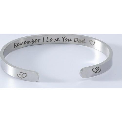 LOVE YOU DAD Letter Women Cuff Stainless Steel Bangle Bracelet Jewelry Accessory