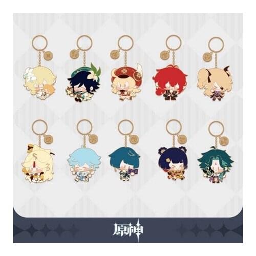 Hot Genshin Impact Mondstadt Liyue Harbor Barbara Keqing Lisa Keychain Gifts Cosplay Cartoon Itabag Pendant Key rings Xmas Anime