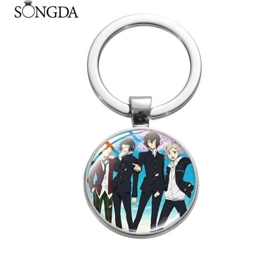 Anime Bungou Stray Dogs Key Chain Crystal Glass Fashion Car Pendant Keychain Metal Holder Key Ring jewelry Women Men Fans Gifts