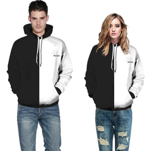 Yin Yang Black White Animal Lion Tiger Bird Printed Harajuku Style Men Women 3D Hoodies Male Fashion Hooded Sweatshirts Pullover