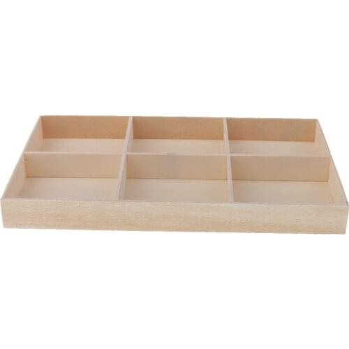 Wood Wooden Flower Pot Succulent Planter Rustic Container Storage Box 6 Grid