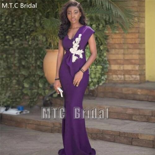 Long Mermaid Bridesmaid Dresses Purple Elastic Satin African Girls Wedding Party Dress Plus Size Maid Of Honor Gowns Wholesale