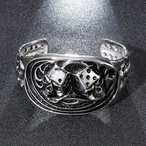 European and American personality punk stainless steel jewelry domineering skull titanium steel mens open bracelet