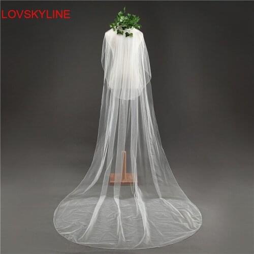 Hot Sell 3 Meter White Beige Ivory Cut Edge Cathedral Wedding Veils Long Two-Layer Bridal Veil with Comb Wedding Accessories