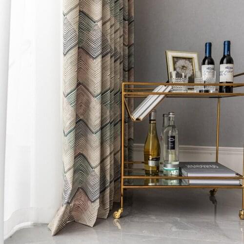 1PC Lines Geometric Blackout Curtain for Bedroom Window Living Room Stripe Blinds Finished Drapes Balcony Decorations