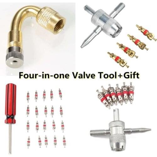 Four-in-one Valve Tool with 6 Brass Valve Cores Fit for All Vehicle Car Truck Motorcycle