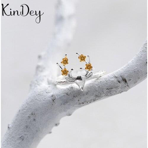 Kindey Bohemian Silver Color Deer Antlers Rings For Women Men Engagement Rings Girls Party Gifts Anillos