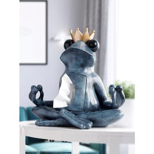 Decorative Tissue Box Holder Home Decor Organizer Resin Storage Box On Tabletop Frog Statue Ornament Craft Sculpture gift