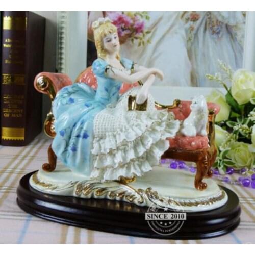 Lace porcelain couple hand-painted ceramic handicraft western beauty sitting imperial art diamond painting home decoration