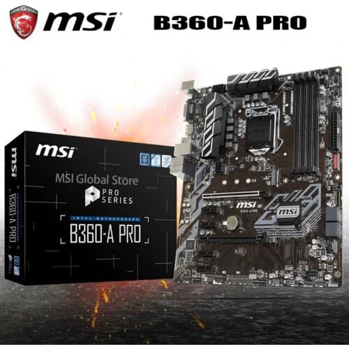 LGA 1151 MSI B360-A PRO Motherboard Support (Intel 8th-Gen) i7 i5 i3 DDR4 64GB PCI-E 3.0 M.2 SATA3 Desktop Intel B360 Placa-Mãe