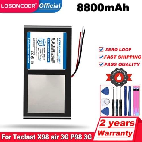 LOSONCOER 3 line 3095190 3296192 8800MAH For Teclast X98 air 3G P98 3G Tablet PC Battery 3 wire X98 X98 AIR p98 X98 P98HD v99i