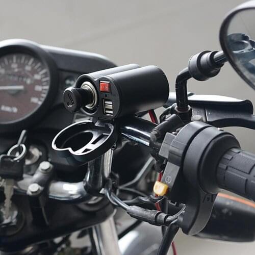 Motorcycle Dual USB Ports Cigarettes Lighter Socket Quick Phone Charger Adapter