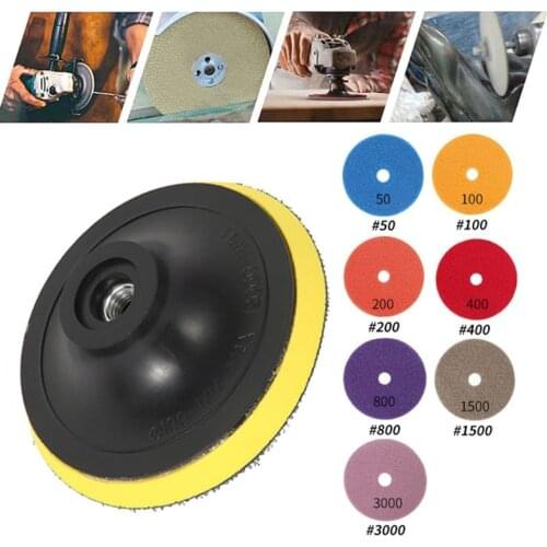 Polishing Pads Kit with a Rubber Backer for Marble Granite Stone Grinding Pads Polishing Pads Drill Adapter and Hook
