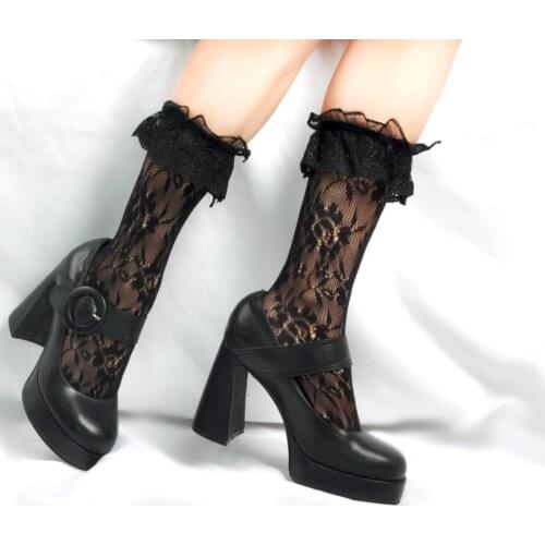 White Soft Rose Lace Big Lace Pile Slouch Socks Autumn and Winter New Lolita Female Socks Lolita Socks Anime Accessories