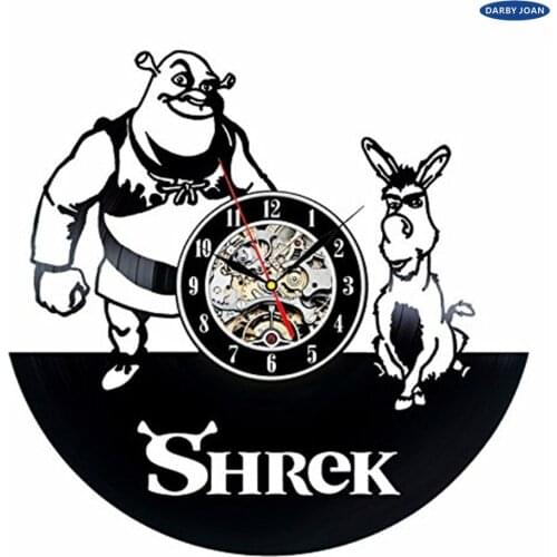 New CD Vinyl Wall Clock Shrek Fresh Design Watch Wall Decoration At Home Classic Clock Relogio Parede Mural Decorative Clocks