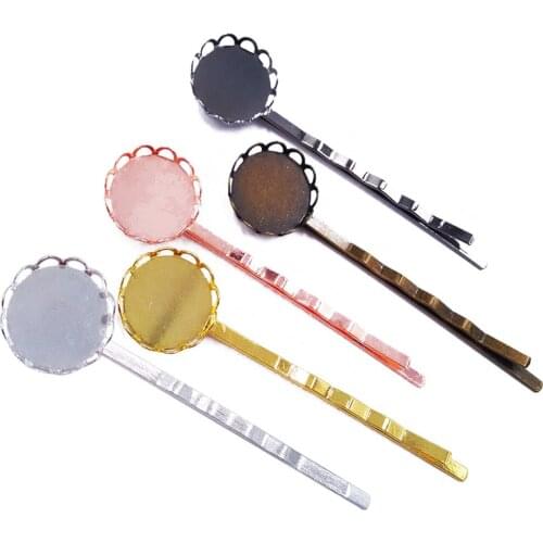 Wholesale 300piece Hair Pins with 12mm Lace Bezel Blank Hairpins Base Tray Jewelry Findings Hair accessories HPF43